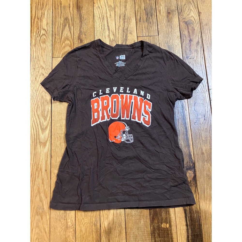 Cleveland‎ Browns NFL Team Apparel Womens Brown Graphic T-Shirt Medium M